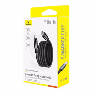 Baseus Tungsten Magnetinis USB C į USB C greitojo įkrovimo kabelis 1 m 100 W Juodas