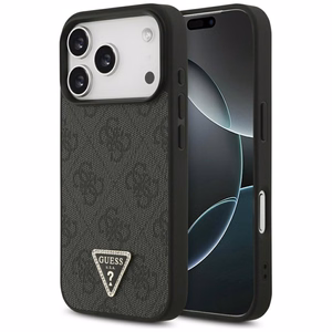 Guess Odinis 4G Trikampio Strass Magnetinis dėklas telefonui iPhone 17 Pro - juodas