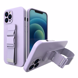 Virvelės dėklas gelinis dėklas su grandinėlės dirželiu krepšio dirželis iPhone 12 violetinis