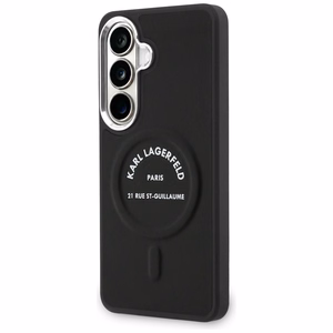 Karl Lagerfeld Embossed Ring RSG Logo MagSafe dėklas Samsung Galaxy S26+ juodas