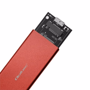 Qoltec 51831 dėklas | M.2 SSD | SATA | NGFF | USB 3.0 | Super speed 5Gb/s | 2TB | raudonas