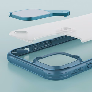 Nillkin Cyclops dėklas iPhone 13 Pro - juodas su kamera apsauga ir sulankstomu stovu
