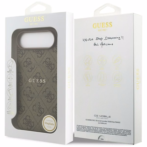GUESS dėklas telefonui IPHONE 17 Air, suderinamas su MagSafe GUHMP17MG4GFRW (PU 4G Ring Classic Logo) rudas