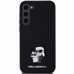Karl Lagerfeld silikoninis Karl&Choupette metalinis smeigtukas dėklas telefonui Samsung Galaxy S23+ - juodas