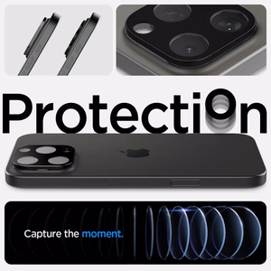 Spigen Optik.tR Apsauginis stiklas kamerai iPhone 14 Pro / Pro Max / 15 Pro / Pro Max / 16 Pro / Pro Max - Juodas 2 vnt.