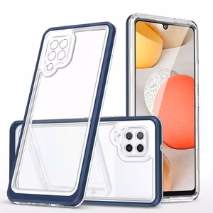 Clear 3in1 Case for Samsung Galaxy A42 5G Frame Gel Cover Blue