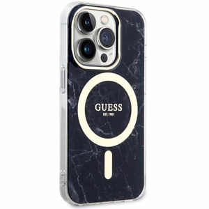 Guess GUHMP14LPCUMAK iPhone 14 Pro 6.1" juodas/juodas kietas dėklas Marble Magnetinis