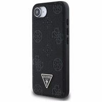 Guess Grained Hot Stamp Peony Triangle Logo Magnetinis dėklas telefonui iPhone 16e - juodas