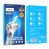 Borofone Apsauginis Stiklas BF6 Diamond Armor Pilnas Ekranas HD Iphone 16 Pro - 10 vienetų