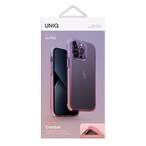 Uniq Combat Duo dėklas iPhone 14 Pro - alyvinis ir rožinis