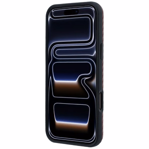 BMW dėklas, skirtas iPhone 18 Pro / 17 Pro: (Carbon Metal Logo), suderinamas su MagSafe, spalva – bordo