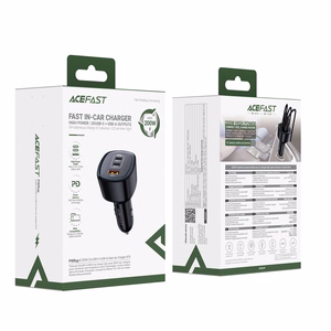 Acefast B18 200 W automobilinis įkroviklis, 2 × USB-C + USB-A, juodas