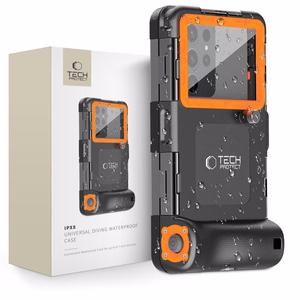 TECH-PROTECT IPX8 UNIVERSAL NARDYMO VANDENIUI ATSPARUS DĖKLAS JUODAS/ORANŽINIS