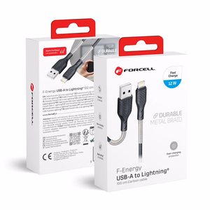FORCELL F-ENERGY Carbon CB-01A kabelis USB A į Lightning 2,4A 12W 1 m juodas
