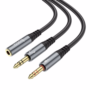 Cable AUX 2in1 Jack 3,5 mm (female) to 2 x Jack 3,5 mm (male) Hoco 0,25 m UPA21 metal gray