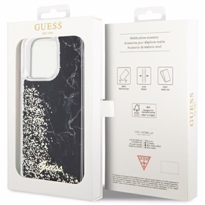 Guess GUHCP14XLCSGSGK iPhone 14 Pro Max 6.7" juodas/juodas kietas dėklas Liquid Glitter Marble