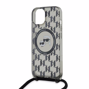 Karl Lagerfeld IML Crossbody Monogram Karl & Choupette Head Magnetinis dėklas iPhone 15 / 14 / 13 - juodas