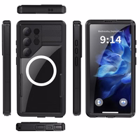 Atsparus vandeniui dėklas SHELLBOX MARS su metaliniu žiedu SAMSUNG S25 Ultra juodas