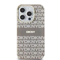 DKNY IML mono ir dryžuotas magnetinis dėklas telefonui iPhone 15 Pro – smėlinis