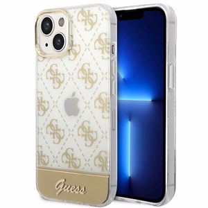 Guess GUHCP14MHG4MHG iPhone 14 Plus 6.7 "auksinis/auksinis kietas dėklas 4G Pattern Script