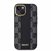 DKNY Odinis langeliais raštuotas magnetinis dėklas iPhone 15 Plus / 14 Plus - juodas