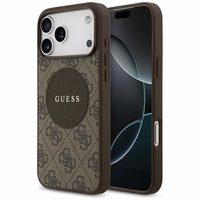 Guess 4G Circle Classic Logo Magnetinis dėklas telefonui iPhone 17 Pro Max - ruda