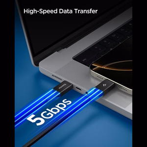 "Spigen Essential EB10015CC USB-C / USB-C 100W 150 cm ilgio kabelis - juodas