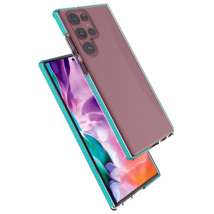 Spring Case dėklas su spalvotu rėmeliu Samsung Galaxy S22 Ultra tamsiai mėlynas