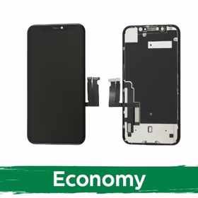 Ekranas skirtas iPhone XR juodas (INCELL su metaline skarda / Economy)