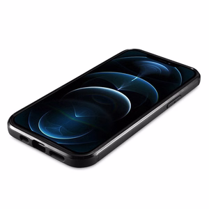 iCarer odos vaško dėklas padengtas natūralia oda iPhone 12 Pro Max juodas (ALI1206-BK)
