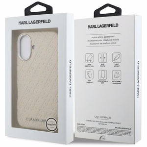 Karl Lagerfeld FW Stamped Karl MagSafe Dėklas iPhone 16 - smėlio