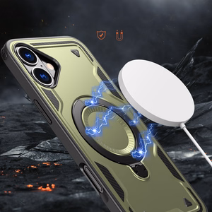 Hybrid Armor Trendy dėklas telefonui su MagSafe iPhone 16 - žalias