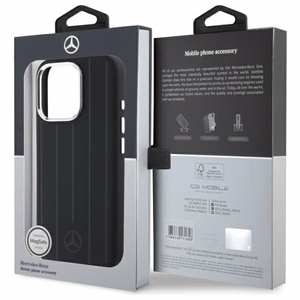 Mercedes silikoninis vertikalios toninės juostos Magnetinis dėklas telefonui iPhone 16 Pro Max - juodas
