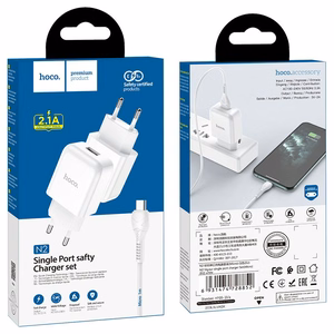 Telefono įkroviklis Hoco USB A QC3.0 3A 18W + kabelis USB A į Micro USB N3 baltas