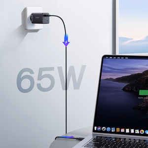 Įkroviklis Joyroom JR-TCG01 65W GaN 2xUSB-C/USB-A + USB-C to USB-C cable 1.2m juodas