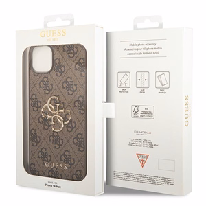 Guess 4G Big Metal Logo dėklas telefonui iPhone 14 - rudas