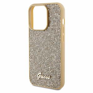Guess Disco Metal Script dėklas telefonui iPhone 14 Pro Max – auksinis