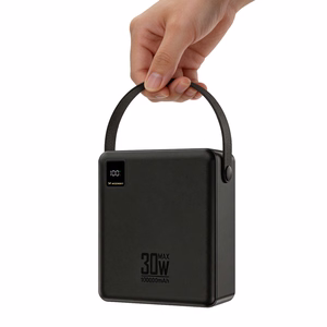 Внешний аккумулятор Wozinsky W8-B 100000mAh 30W, 2xUSB-A, 2xUSB-C, с фонариком, черный