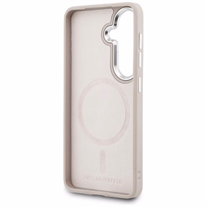 Karl Lagerfeld Embossed Ring RSG Logo MagSafe dėklas Samsung Galaxy S26 rožinis