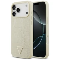 Guess krokodilo odos Triangle Logo magnetinis dėklas telefonui iPhone 17 Pro Max auksinis