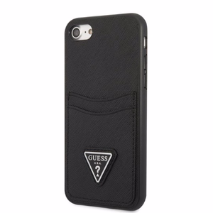 Guess GUHCI8PSATPK iPhone 7/8 SE 2020 / SE 2022 жёсткий чехол чёрный/чёрный Saffiano Triangle Logo Cardslot