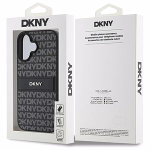 DKNY tekstūrinio rašto dryžuotas dėklas telefonui iPhone 16 - juodas