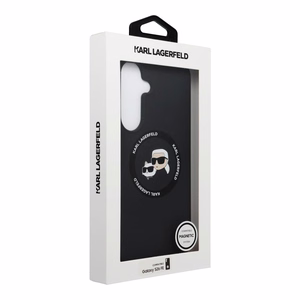 Karl Lagerfeld Silicone Karl&Choupette Heads MagSafe dėklas Samsung Galaxy S26 FE – juodas