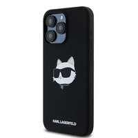 Karl Lagerfeld silikoninis Choupette Head magnetinis dėklas telefonui iPhone 15 Pro - juodas