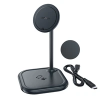 "Acefast" 15 W "Qi" belaidis įkroviklis "iPhone" (su "MagSafe") ir "Apple AirPods" stovo laikiklis Magnetinis laikiklis Pilka (E6 pilka)