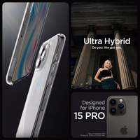Spigen Ultra Hybrid dėklas telefonui iPhone 15 Pro Max - skaidrus matinis