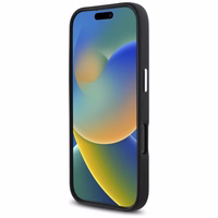 Karl Lagerfeld Saffiano pilnai aptrauktas pailgo metalinio logotipo magnetinis dėklas telefonui iPhone 16 Pro - juodas