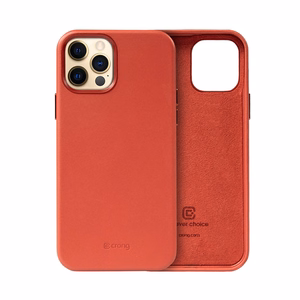 Crong Essential Cover dėklas, skirtas iPhone 12 Pro Max, dirbtinės odos, raudonas