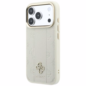 Guess Stripe Peony 4G Logo MagSafe dėklas, skirtas iPhone 18 Pro / 17 Pro – spalva: smėlio