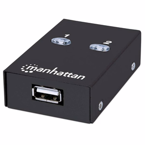 Manhattan USB-A automatinis bendro naudojimo jungiklis, 2x USB-B prievadai, 480 Mbps (USB 2.0), dvigubas valdymas (automatinis arba rankinis), maitinamas per USB (nereikalingas išorinis maitinimo šaltinis), su 1x 1.5m USB-A į USB-B kabeliu